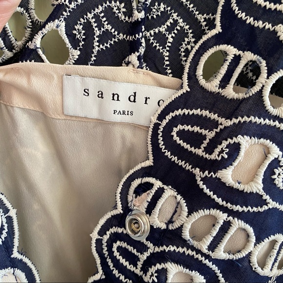 SANDRO Chain-Link Rolly Eyelet Lace Dress - Picture 7 of 12